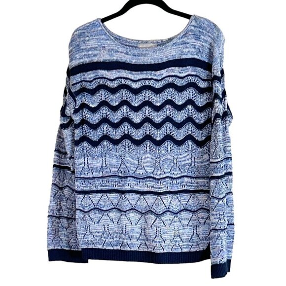 Evolution Women's Marlin Wavy Strip Sweater Blue Size S NWT - Picture 6 of 6